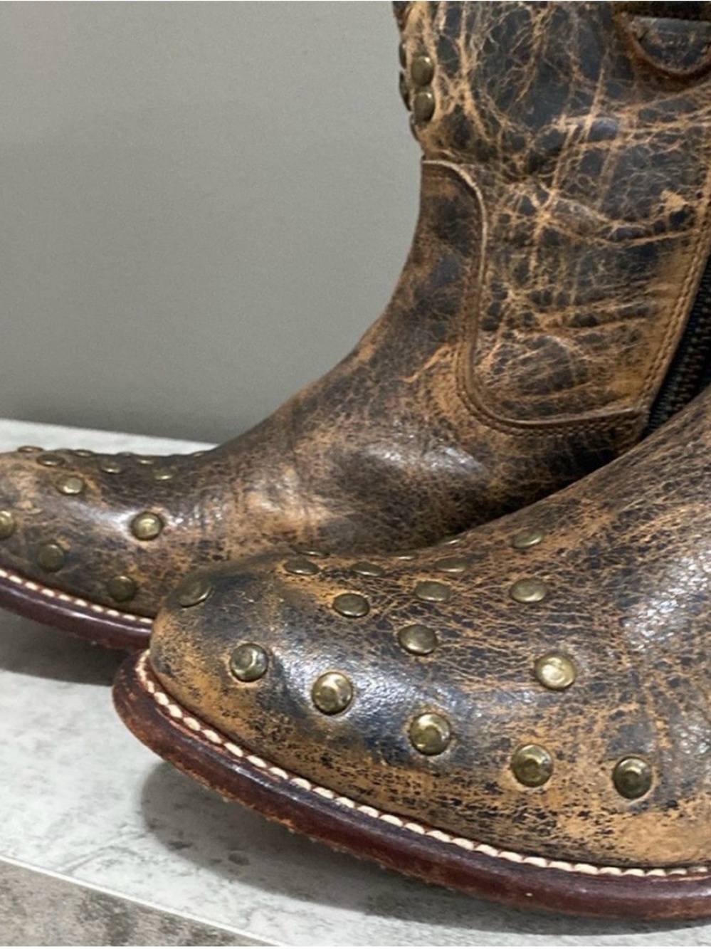 BED STU Cobbler Series Starling Studded Leather Boots Brown 6.5 - Picture 6 of 12